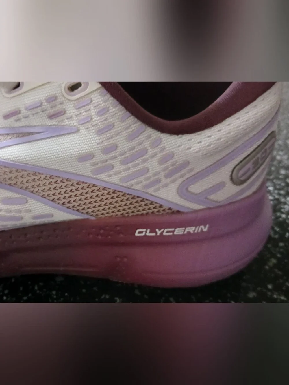 Brooks Glycerin 20 Running Shoes - White, Lilac & Burgandy, Size 8.5 - Picture 8 of 14
